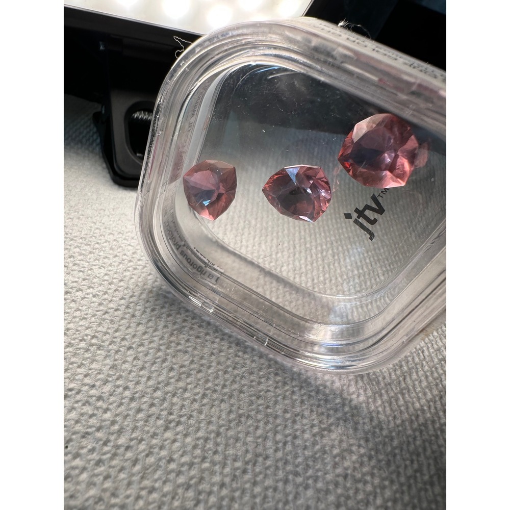 JTV Zandrite 7.75ct Green to Pink Color Change Trillion Charizma Cut Stones 3pc